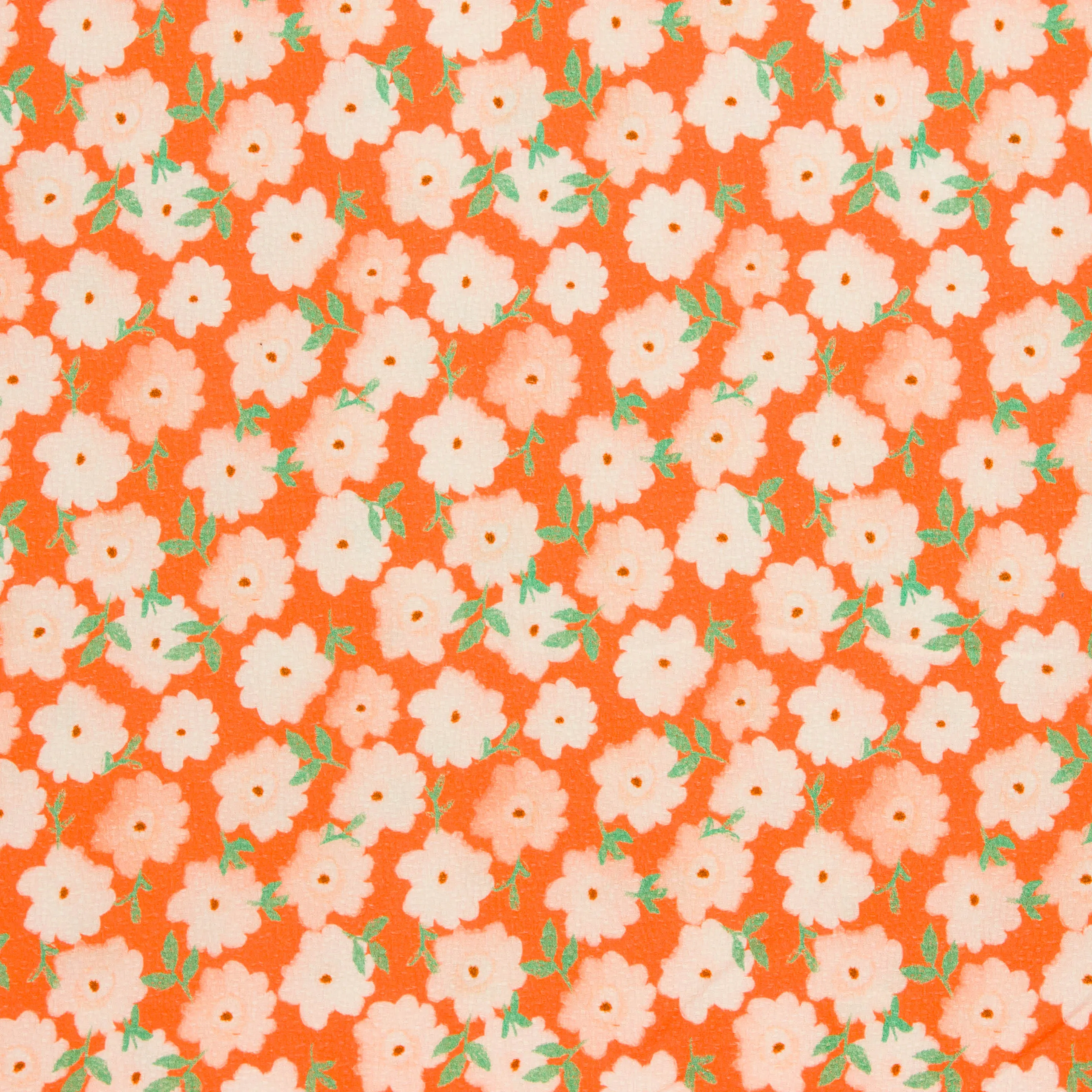 Bedrukte katoen jacquard oranje met bloementjes  - A La Ville